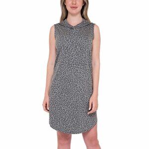 Bobeau Women's Gray Leopard Sleeveless Hoodie Dress Plus XXL